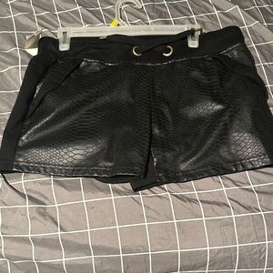 Sleek Black Textured Women's Fashion Shorts